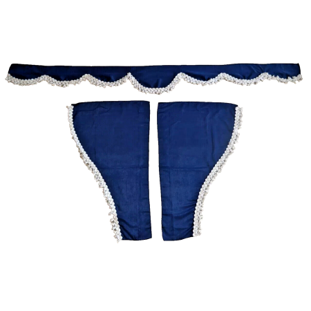 Set of 3 blue Curtains Plush Velvet with White Tassels for S C A N I A  R/S/P/G/L
