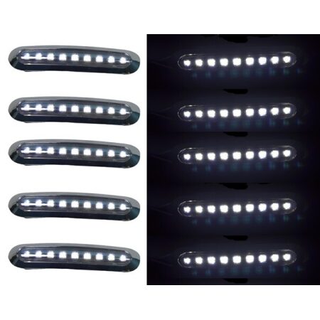 10× 24V LED White Front Marker Lights, Chrome – Truck, Van & Lorry