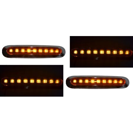 4× Universal 24V LED Side Marker Lights – Amber, Chrome Trim