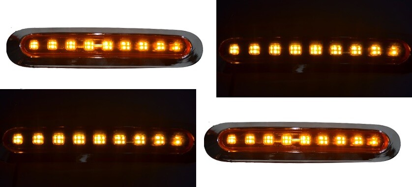 4× Universal 24V LED Side Marker Lights – Amber, Chrome Trim