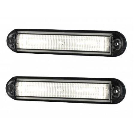 Pair of 12/24V LED White Tube Side Marker Lights – Commercial Vehicles