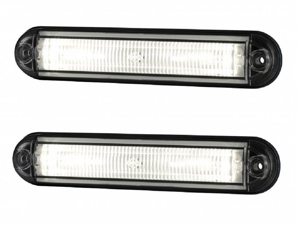 Pair of 12/24V LED White Tube Side Marker Lights – Commercial Vehicles