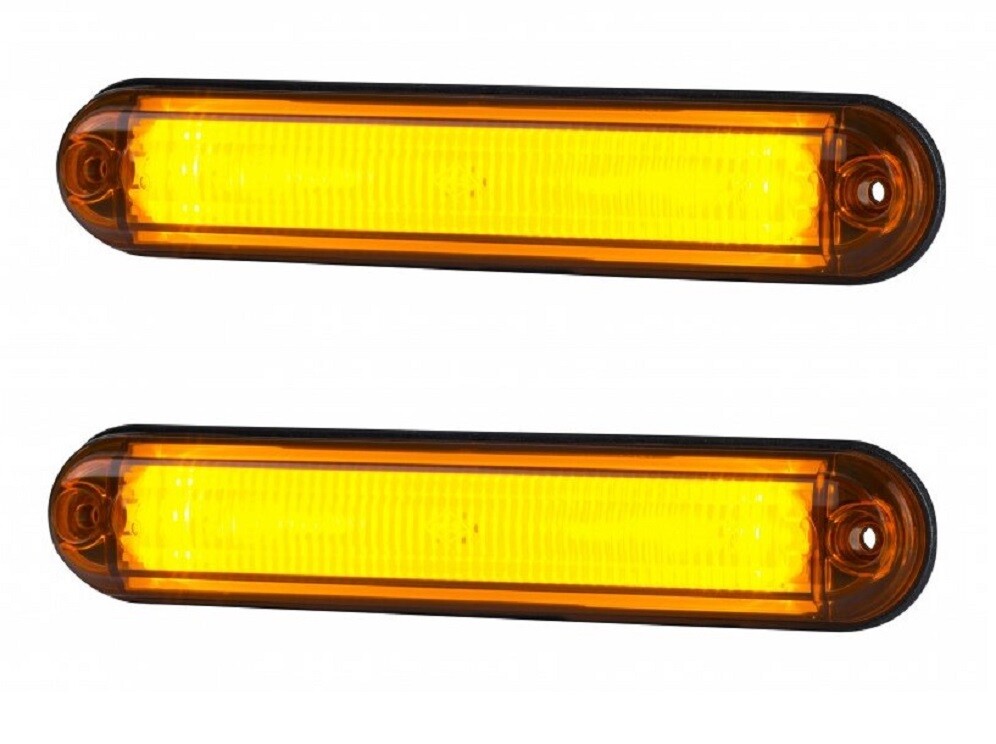2× LED Amber Tube Side Marker Lamps, 12–24V – Truck, Van & Lorry