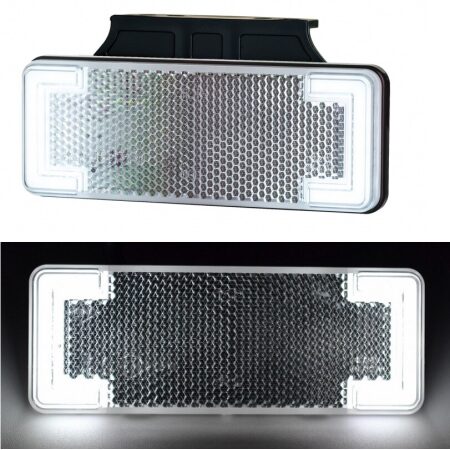 2× 12/24V LED White Side Marker Lights with Bracket – Trailer, Truck, Lorry & Chassis