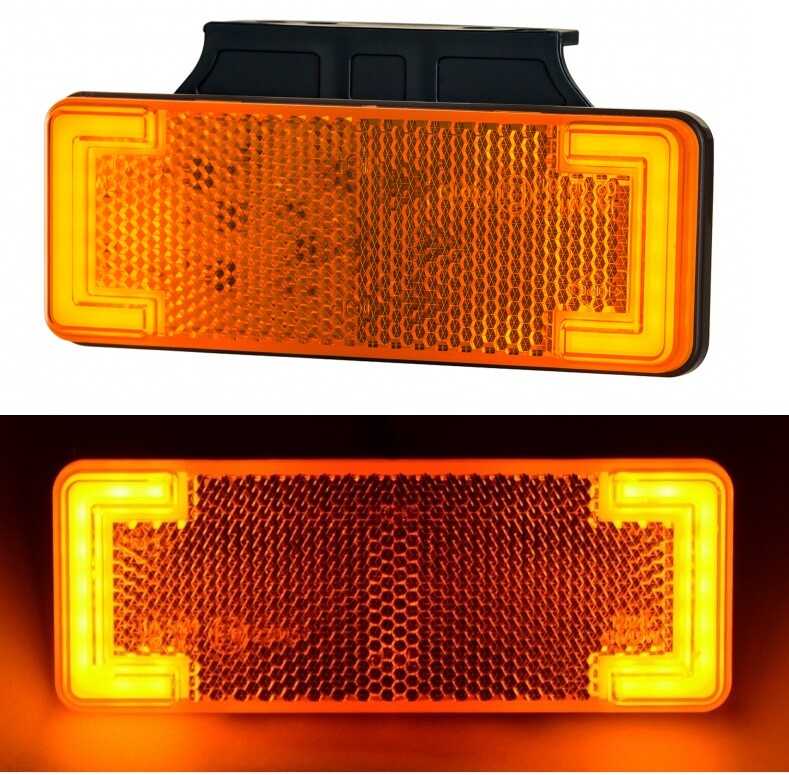 2× LED Neon Amber Side Marker Lamps, 12–24V – With Brackets for Truck & Van