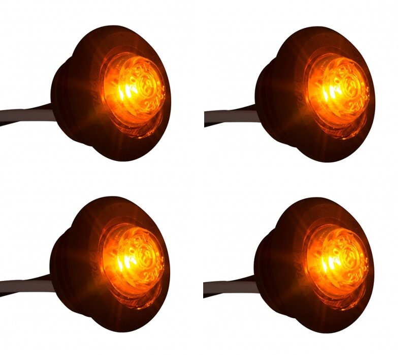 4× LED Orange Flush Mount Marker Lamps, 12–24V – Truck, Van & Lorry