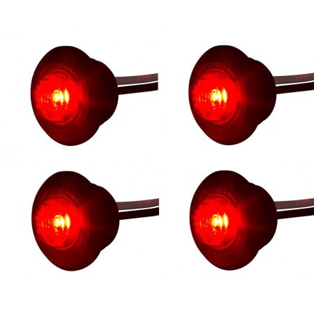 Set of 4 Red LED Marker Lights, 12–24V – Flush Mount, Commercial Vehicles