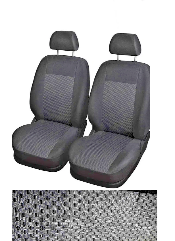 Universal Fit Van Seat Covers, Pair (1+1) – Grey/Black Soft Fabric