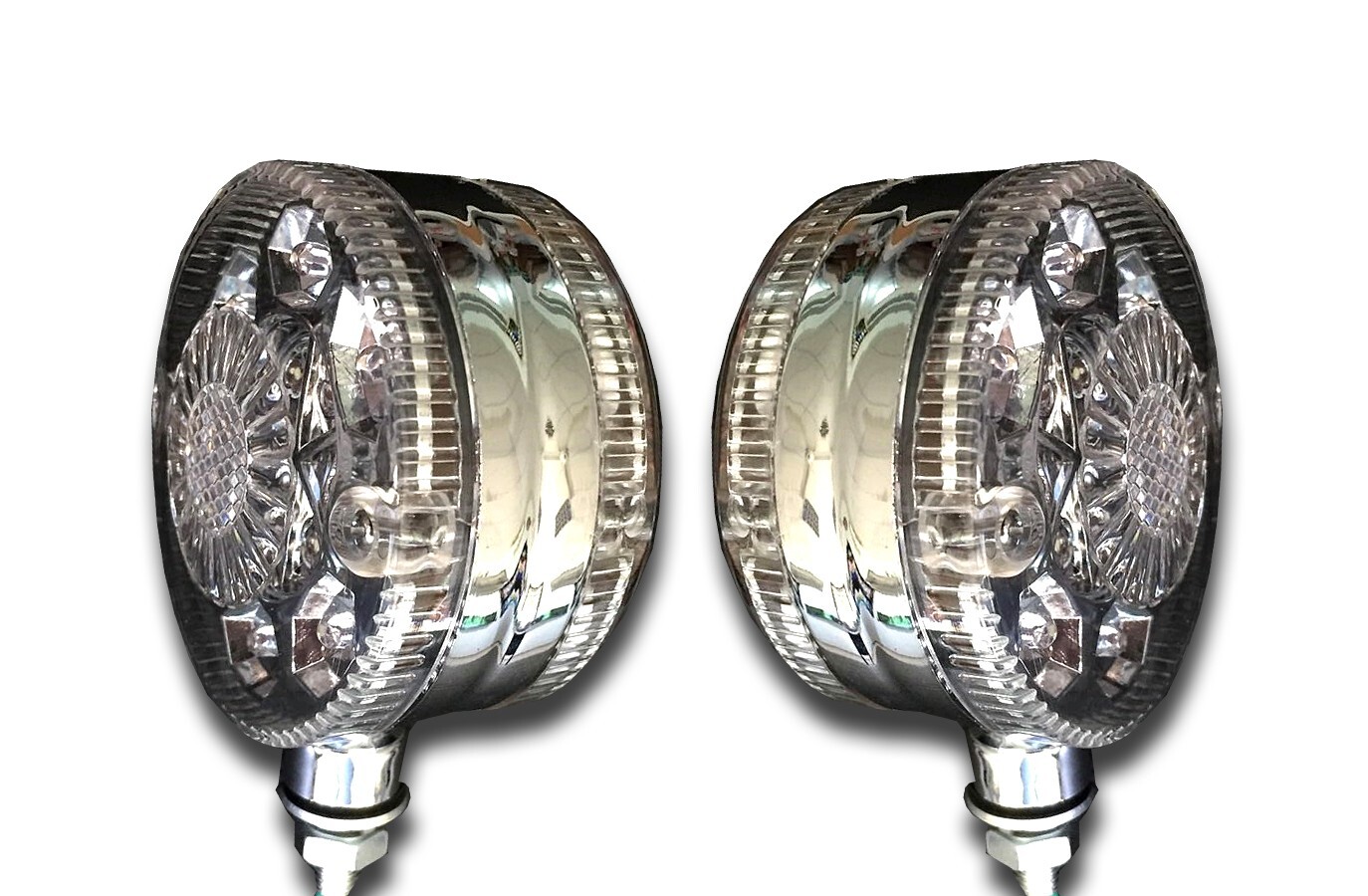 2× 12V LED White Side Marker Lamps with Chrome – Mirror Lights for Truck, Lorry & Motorhome