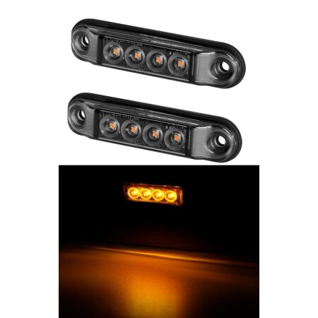 2× Amber 4-LED Side Marker Lamps – 12–24V, Compatible with Bus, Van & Lorry