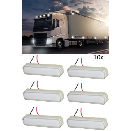10× 12–24V White LED Neon Marker Lights for Truck, Trailer, Van, Bus