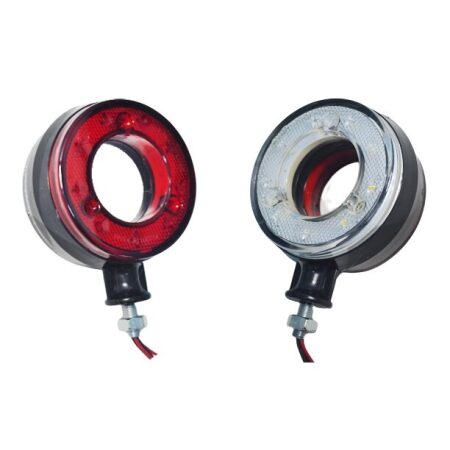2× LED Ring Side Marker Position Lights, 12–24V – Red/White for Truck, Chassis, Lorry, Van, Bus