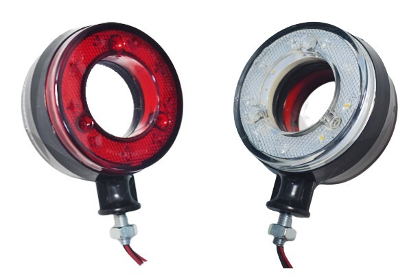 2× LED Ring Side Marker Position Lights, 12–24V – Red/White for Truck, Chassis, Lorry, Van, Bus