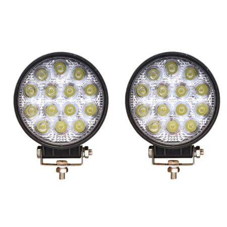 2× 42W 12/24V 14-LED Thin Spot/Flood Work Lights for Car, Truck, Boat, Camper, Lorry