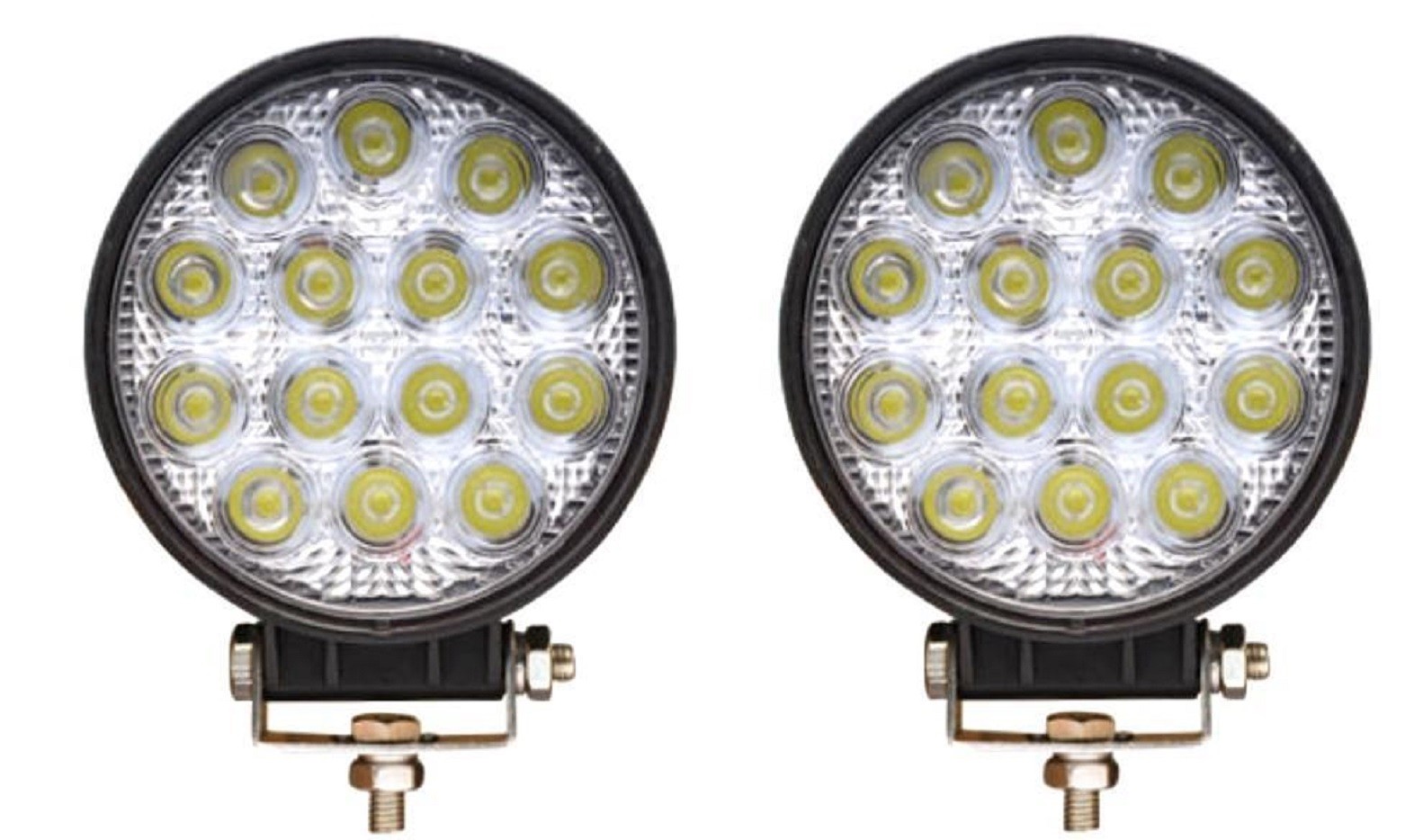 2× 42W 12/24V 14-LED Thin Spot/Flood Work Lights for Car, Truck, Boat, Camper, Lorry