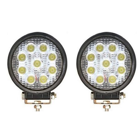 2× 27W LED Round Work Lamps, 12–24V for Truck, Car, ATV, Tractor, Off-road