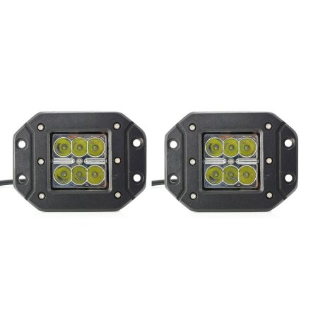 2× 12–24V LED Cut-Out Work Lights – 18W, White 6500K for SUV, Trucks, Vans, Cars, SUVs 4v4