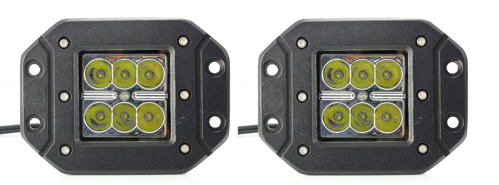 2× 12–24V LED Cut-Out Work Lights – 18W, White 6500K for SUV, Trucks, Vans, Cars, SUVs 4v4