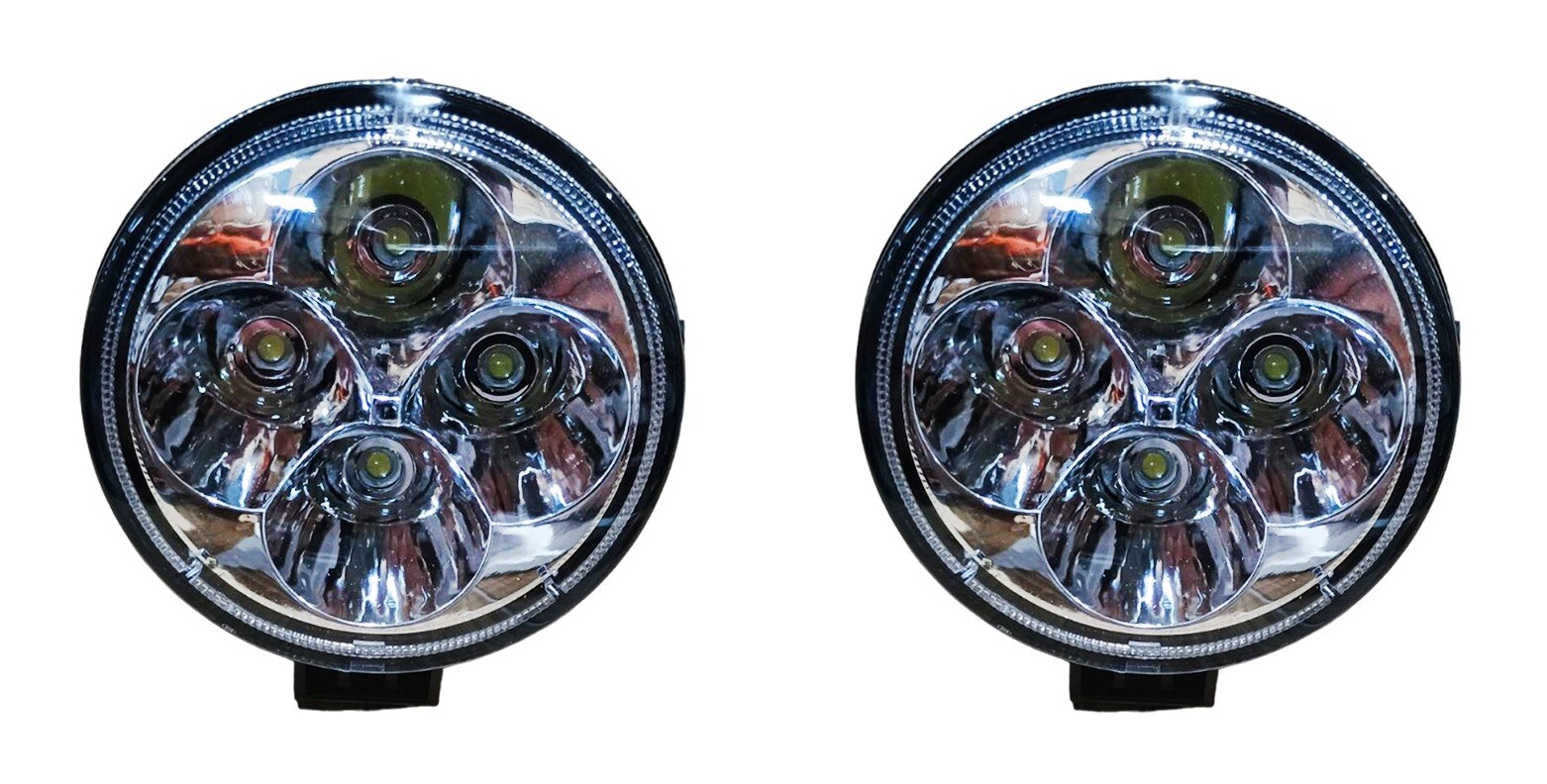 2× 12W 4-LED Front Spot DRL Lights 12V–24V, Daytime Running for Truck, Trailer, Van, Tractor, Boat, Camper