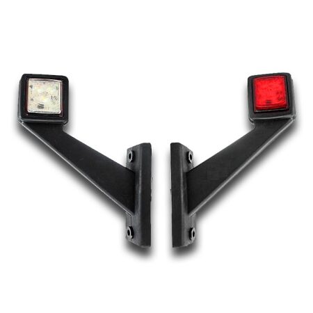 2pcs 12V-24V LED E-MARK Red & White Side Marker Clearance Lights for Truck, Lorry & Car