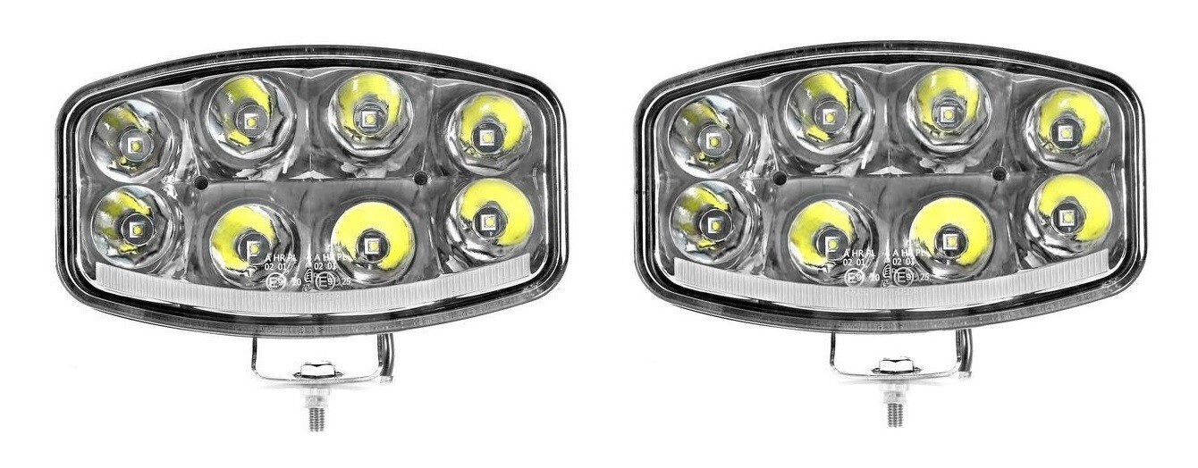 2x White 8 LED Spot & DRL Neon Lights 12/24V for Truck, Trailer & Lorry