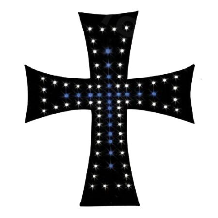 24V White & Blue LED Cross Sign 25cm with On/Off Switch for Truck or Home
