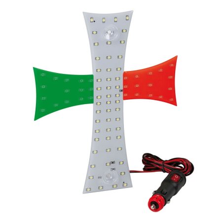 Italian Flag Cross LED Sign 24V 250mm Plate with On/Off Switch for Truck & Home