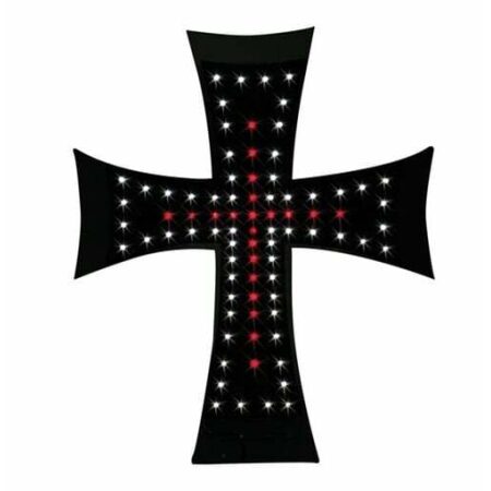 24V White & Red LED Neon Style Cross Sign 25cm for Truck Interior