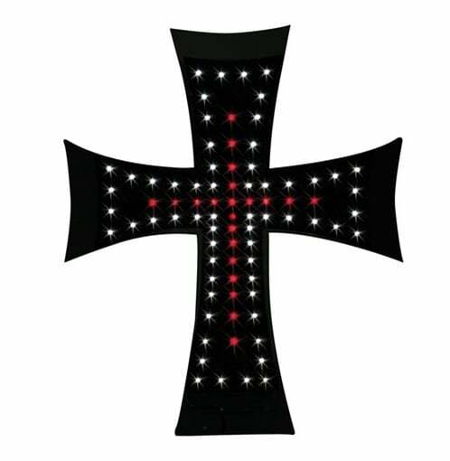 24V White & Red LED Neon Style Cross Sign 25cm for Truck Interior
