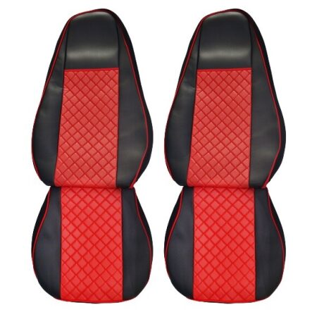 Black/Red PU Eco Leather Seat Covers Set Compatible with MAN TGX Euro 6 2021