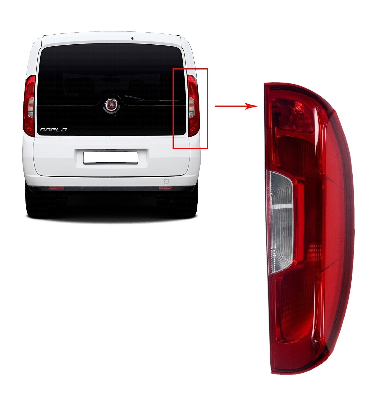 Rear Tail Light Lamp Right Side for Fiat Doblo 2015–2022 | Vertical Rear Assembly