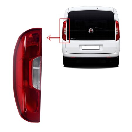 1x Rear Left Side Tail Light Lamp Vertical Rear Assembly Compatible with Fiat Doblo Van 2015–2022